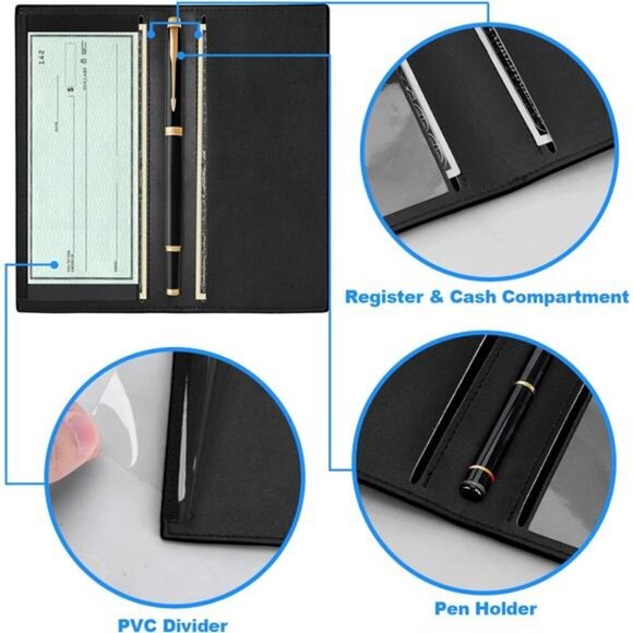 Leather RFID Checkbook Cover Wallet for Men Women Credit Card Holder Slim - Picture 3 of 7